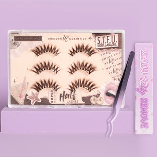 S.T.F.U. Cocoa Ganache Super Pre-Glued Half Strip Lash Starter Kit - Unicorn Cosmetics
