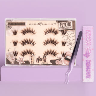 Psycho Cocoa Ganache Super Pre-Glued Half Strip Lash Starter Kit - Unicorn Cosmetics