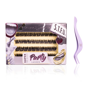 S.T.F.U. Super Pre-Glued Party Lashes + Tweezer Duo - Unicorn Cosmetics