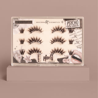 Psycho Cocoa Ganache Super Pre-Glued Half Strip Lash Starter Kit - Unicorn Cosmetics
